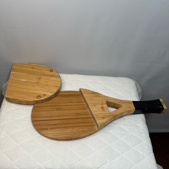 Pinic Plus Tennis Racquet Bamboo Cheese Board With Tools Set. - Picture 2 of 6